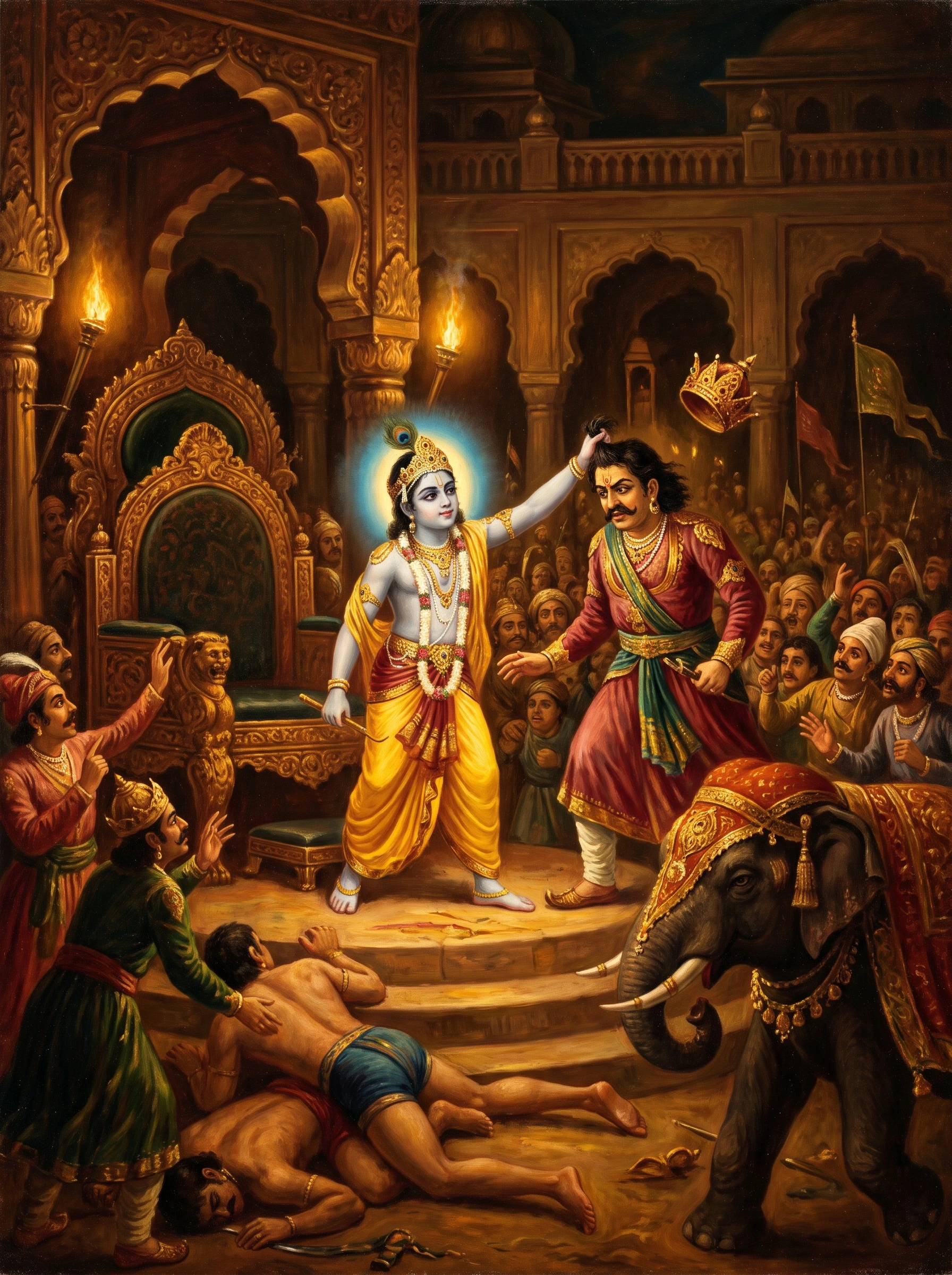 Krishna and the Tyrant Kamsa